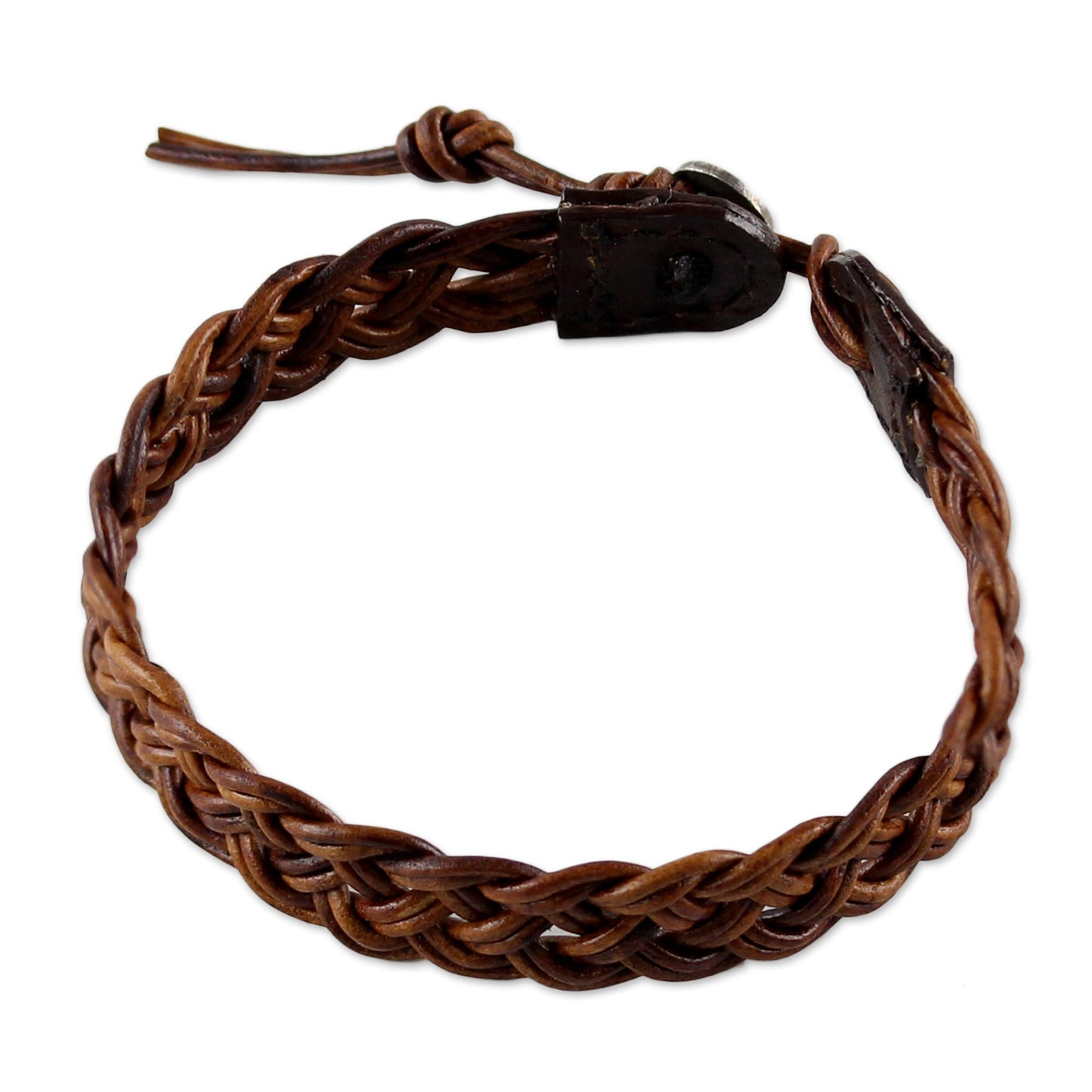 Braided Paths in Brown Brown Leather Braided Bracelet from Thailand