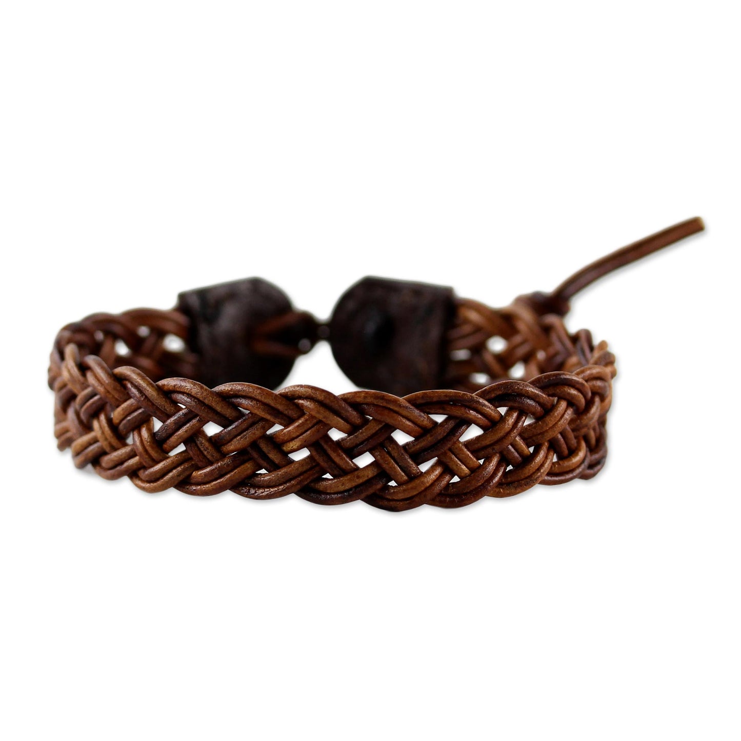 Braided Paths in Brown Brown Leather Braided Bracelet from Thailand