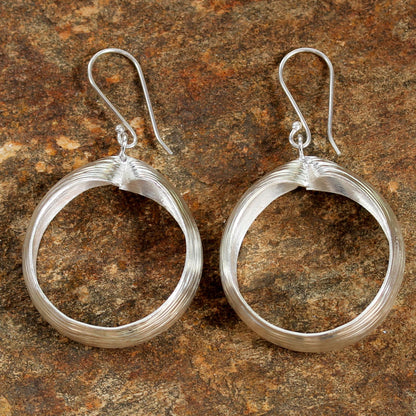 First Impression Silver Hill Tribe Style Dangle Earrings from Thailand