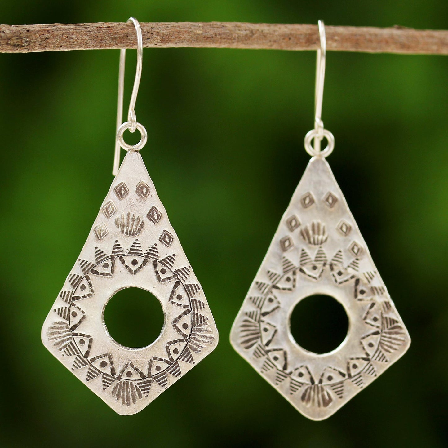 Thai Promise Handmade Hill Tribe Silver Dangle Earrings from Thailand