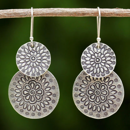 Karen Sunflowers Silver Dangle Earrings