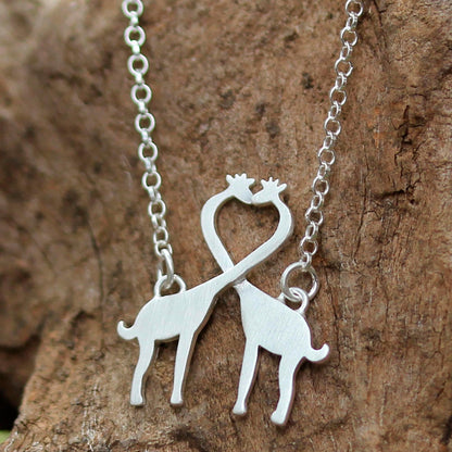 Giraffe Kisses Sterling Silver Giraffe Kiss Pendant Necklace from Thailand