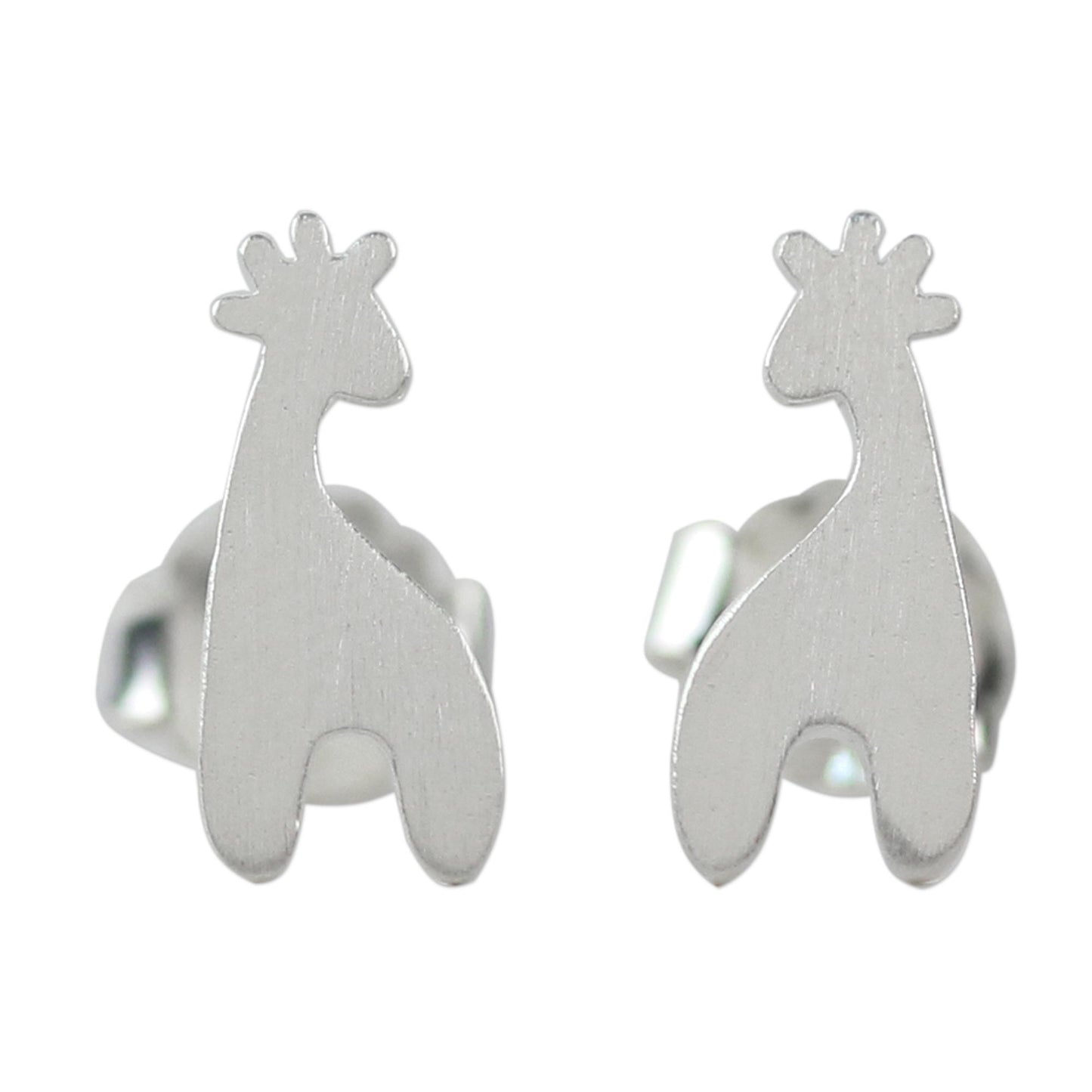 Happy Giraffes Sterling Silver Giraffe Button Earrings from Thailand