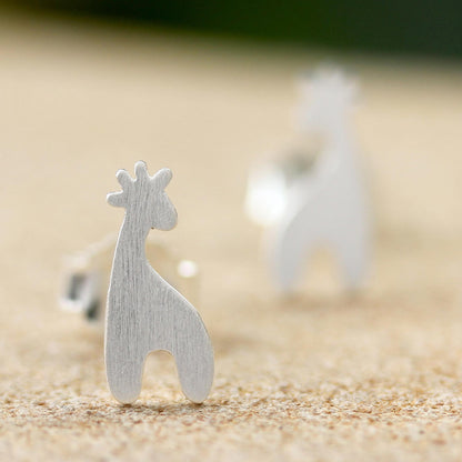 Happy Giraffes Sterling Silver Giraffe Button Earrings from Thailand