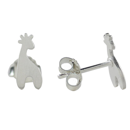 Happy Giraffes Sterling Silver Giraffe Button Earrings from Thailand