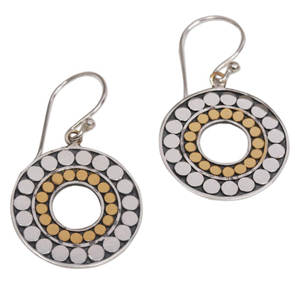 Golden Halos Gold and Sterling Silver Circle Dangle Earrings Indonesia