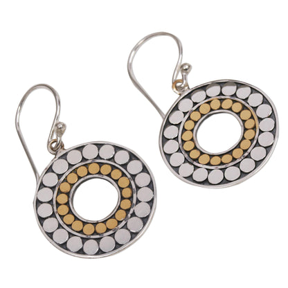 Golden Halos Gold and Sterling Silver Circle Dangle Earrings Indonesia