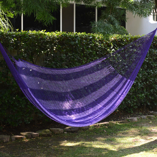 Lilac Blossom Lilac Striped Double Nylon Hammock from Mexico