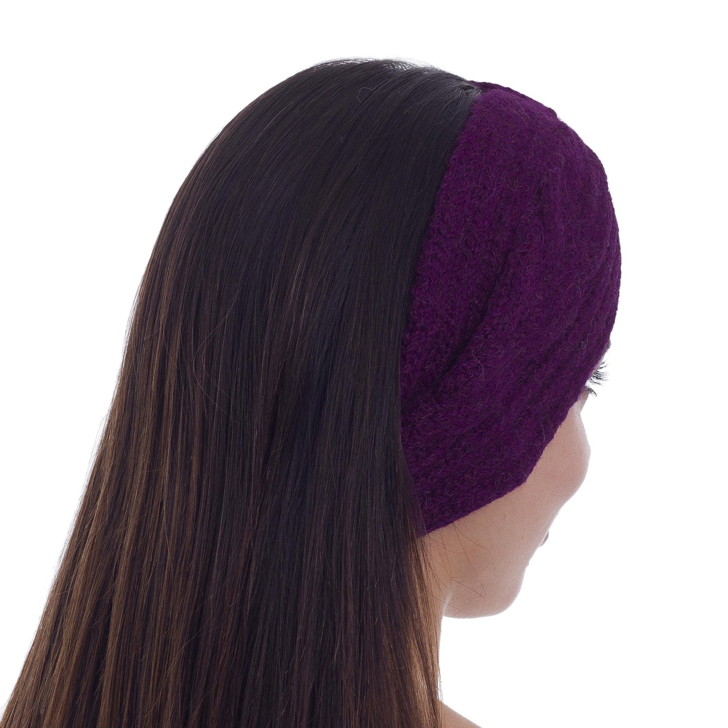 Infinite Spirit in Boysenberry Trendy Boysenberry Color Ear Warmer in Alpaca Blend Knit