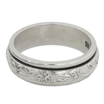 Spinning Leaves Sterling Silver Spinner Ring