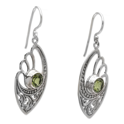 Green Wings Balinese 925 Sterling Silver Earrings with Peridot