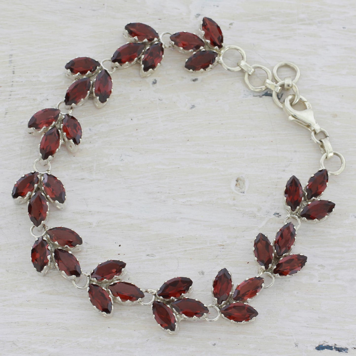 Autumn Air Garnet and Sterling Silver Tennis Bracelet from India