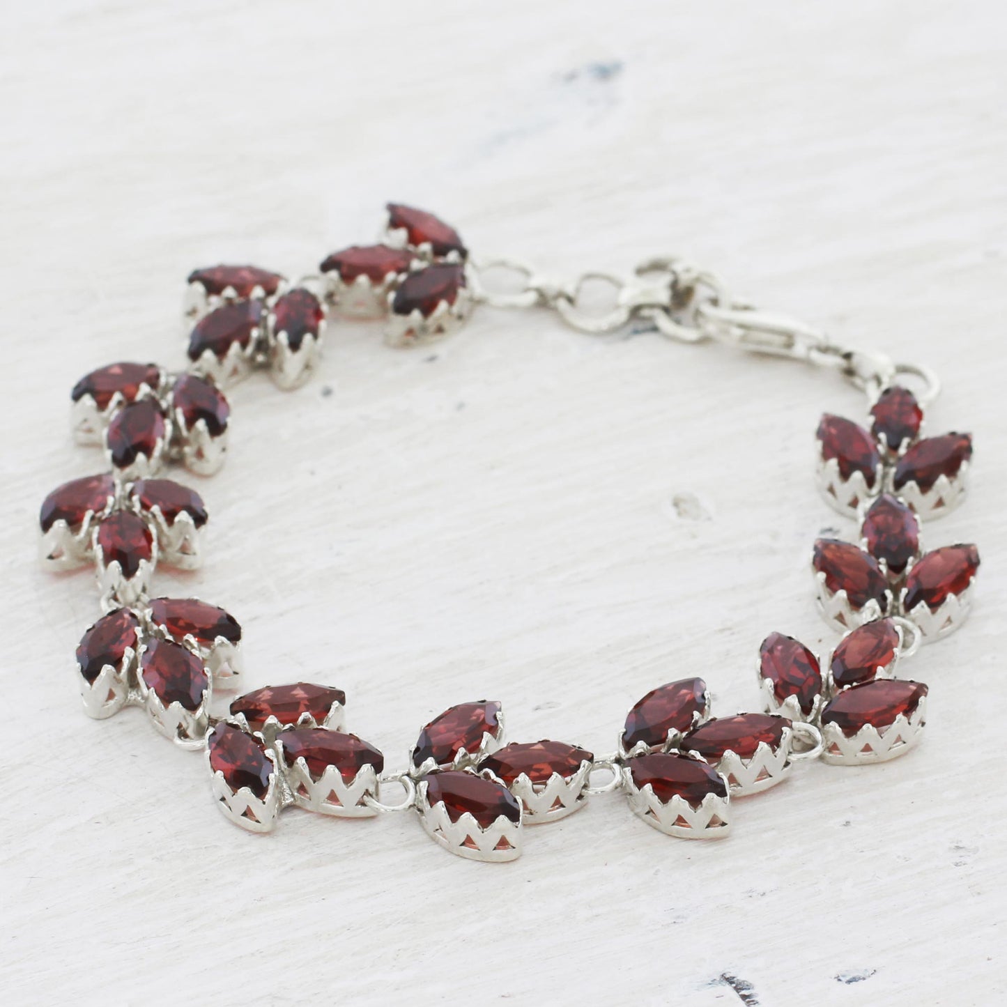 Autumn Air Garnet and Sterling Silver Tennis Bracelet from India