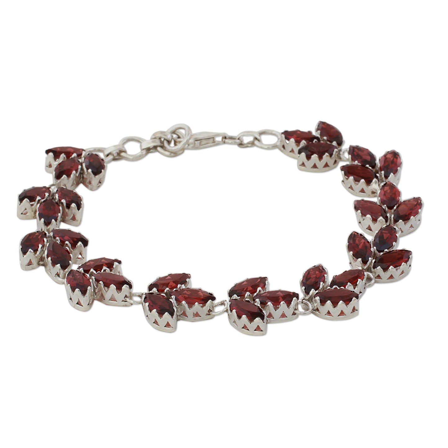 Autumn Air Garnet and Sterling Silver Tennis Bracelet from India