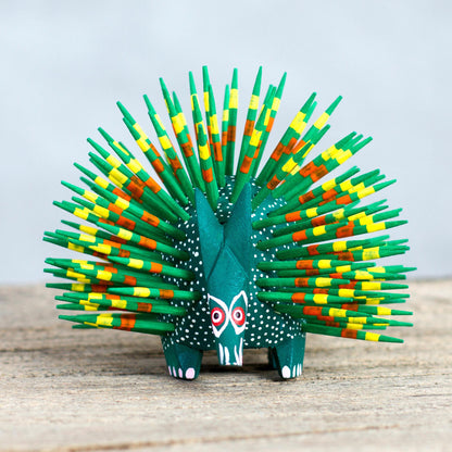 Green Alebrije Porcupine Sculpture