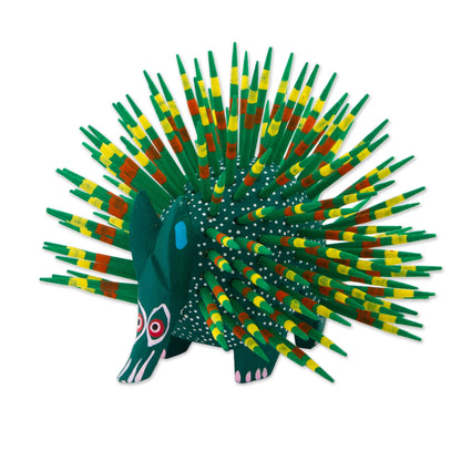 Green Alebrije Porcupine Sculpture