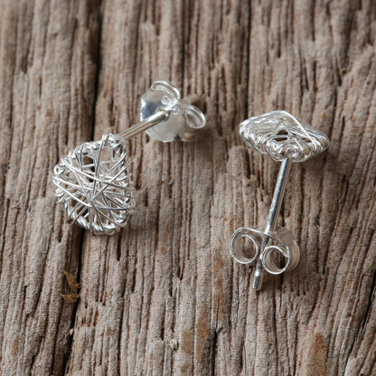 Teardrop Wrap Silver Stud Earrings