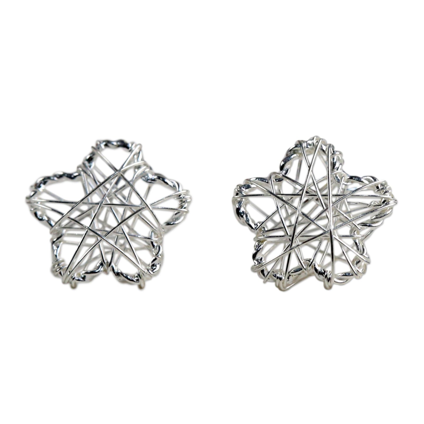 Flower Wrap Sterling Silver Flower Stud Earrings Crafted in Thailand