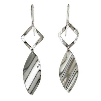 Shimmering Helicopters Sleek Handcrafted Sterling Silver Contemporary Thai Earrings