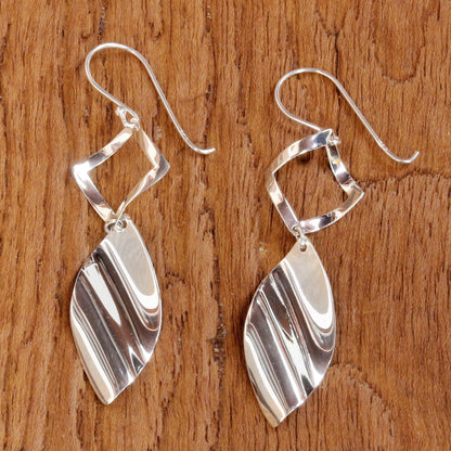 Shimmering Helicopters Sleek Handcrafted Sterling Silver Contemporary Thai Earrings