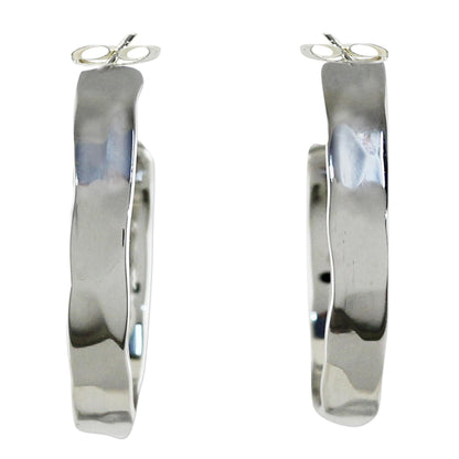 Contemporary Woman Modern Thai 925 Sterling Silver Half-Hoop Earrings