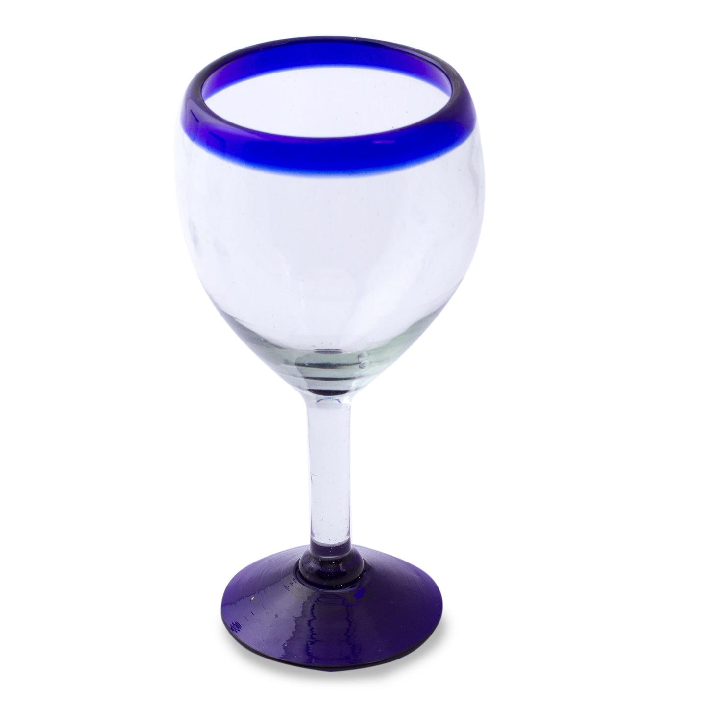 Cobalt Contrasts Set of Six Eco Friendly Hand Blown Wine Goblets