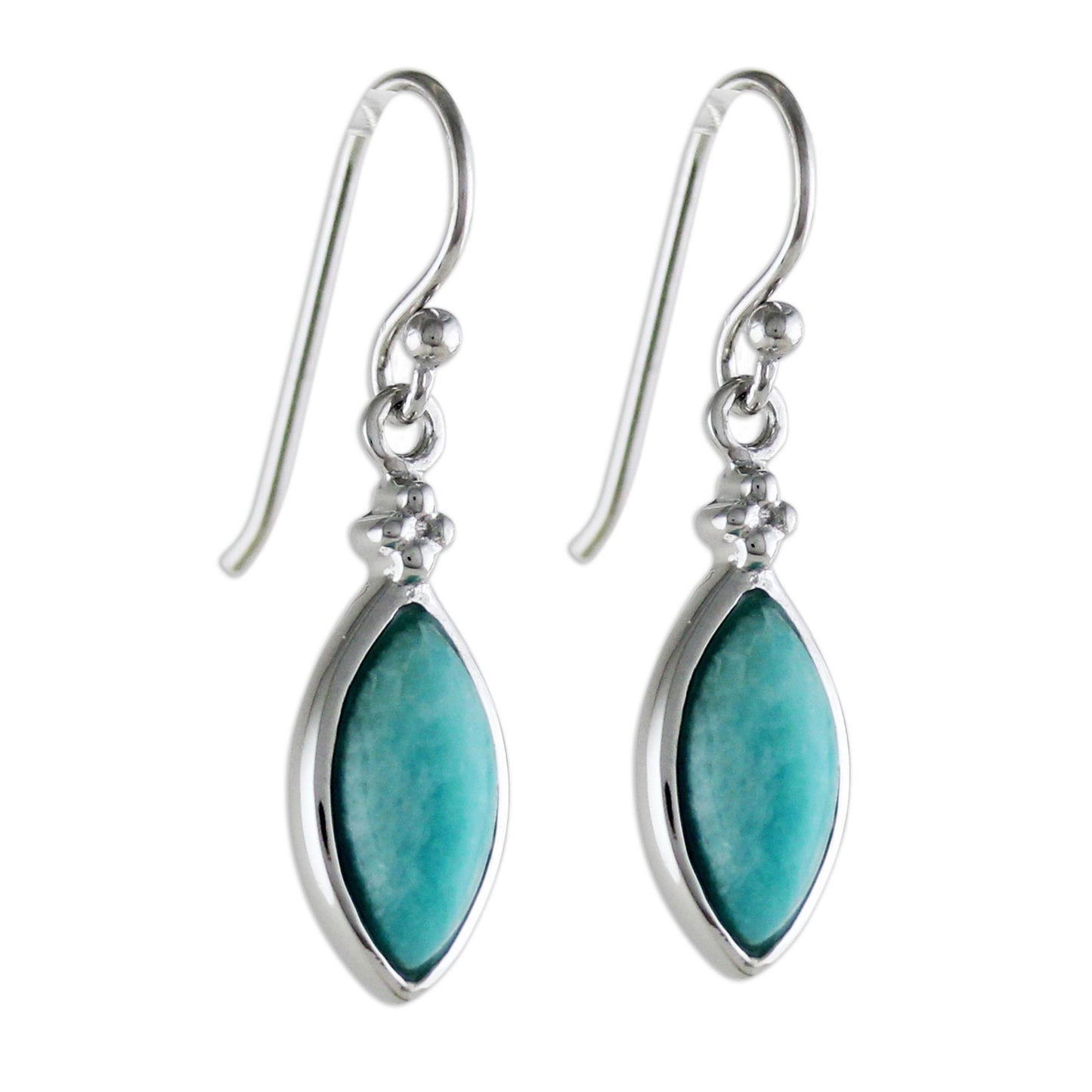 Knowing Eyes Rhodium Plated Amazonite Dangle Earrings from Thailand