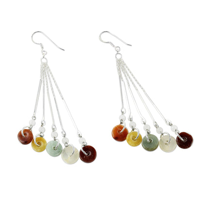 Between Nations Silver Jade & Rainbow Moonstone Earrings