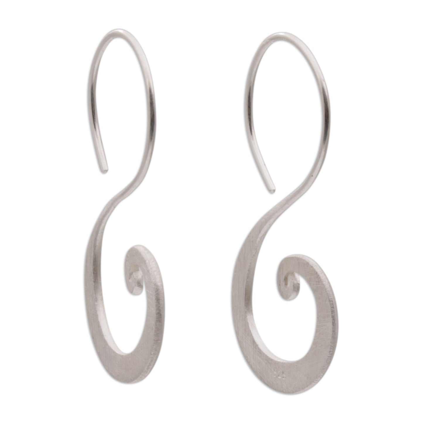 Cloud's Curve Sterling Silver Modern Spiral Drop Earrings from Indonesia