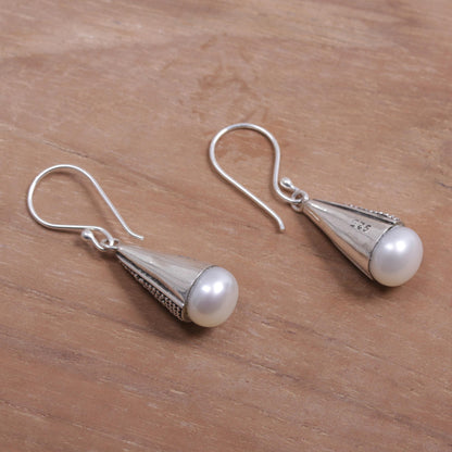 Moonlight Cones Indonesian Cultured Pearl and Sterling Silver Earrings