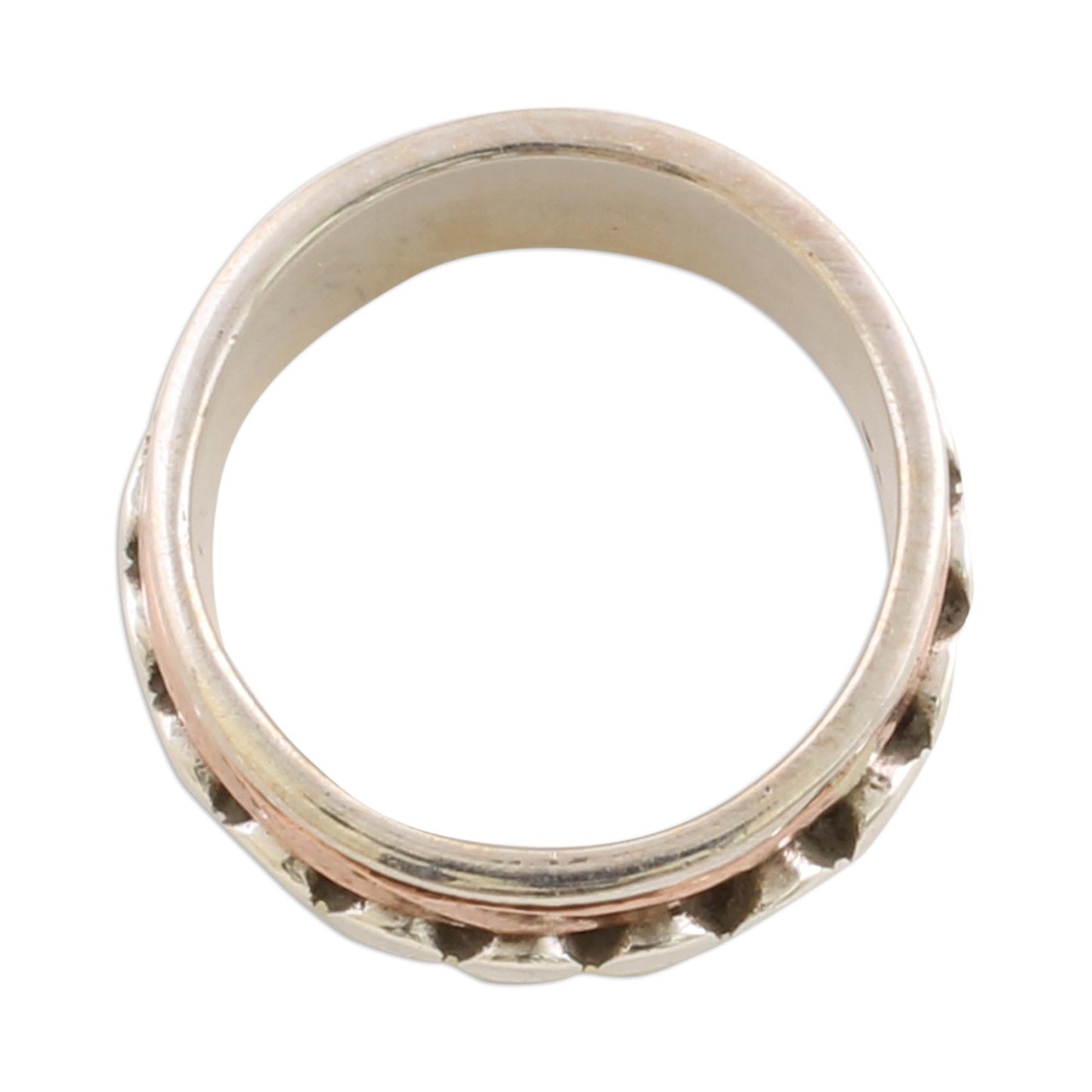 Paved Road Sterling Silver Copper and Brass Spinner Ring from India