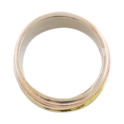 Sleek Simplicity Tri-Tone Meditation Spinner Ring