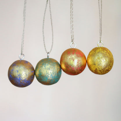 Golden Baubles Holiday Ornaments - Set of 4