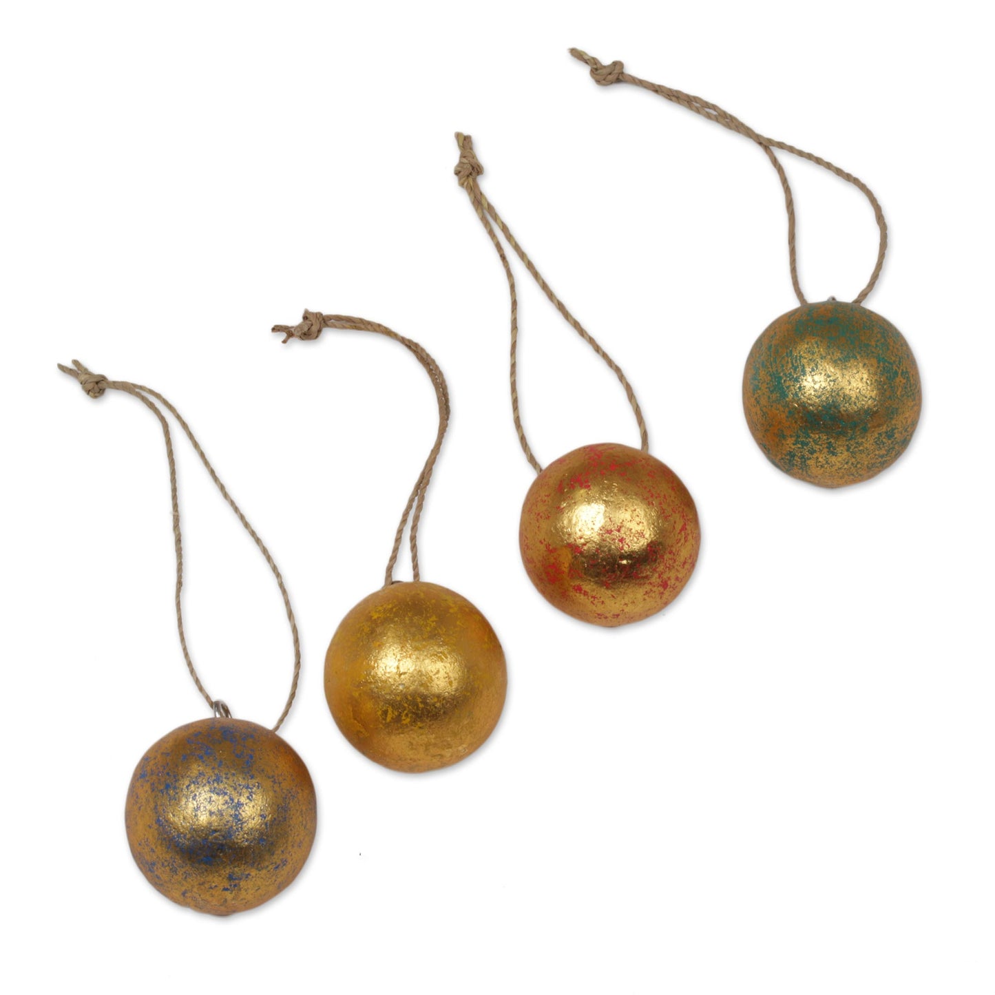 Golden Baubles Holiday Ornaments - Set of 4