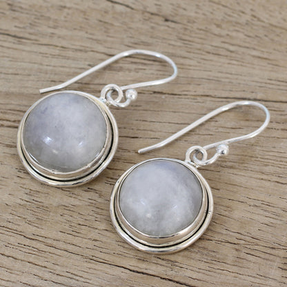 Alluring Mist Rainbow Moonstone Dangle Earrings by Indian Artisans