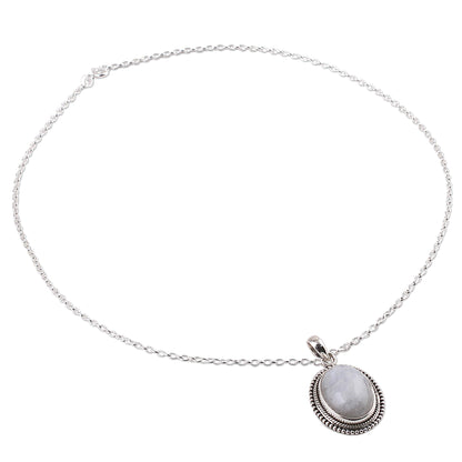 Misty Ropes Rainbow Moonstone and Sterling Silver Necklace from India