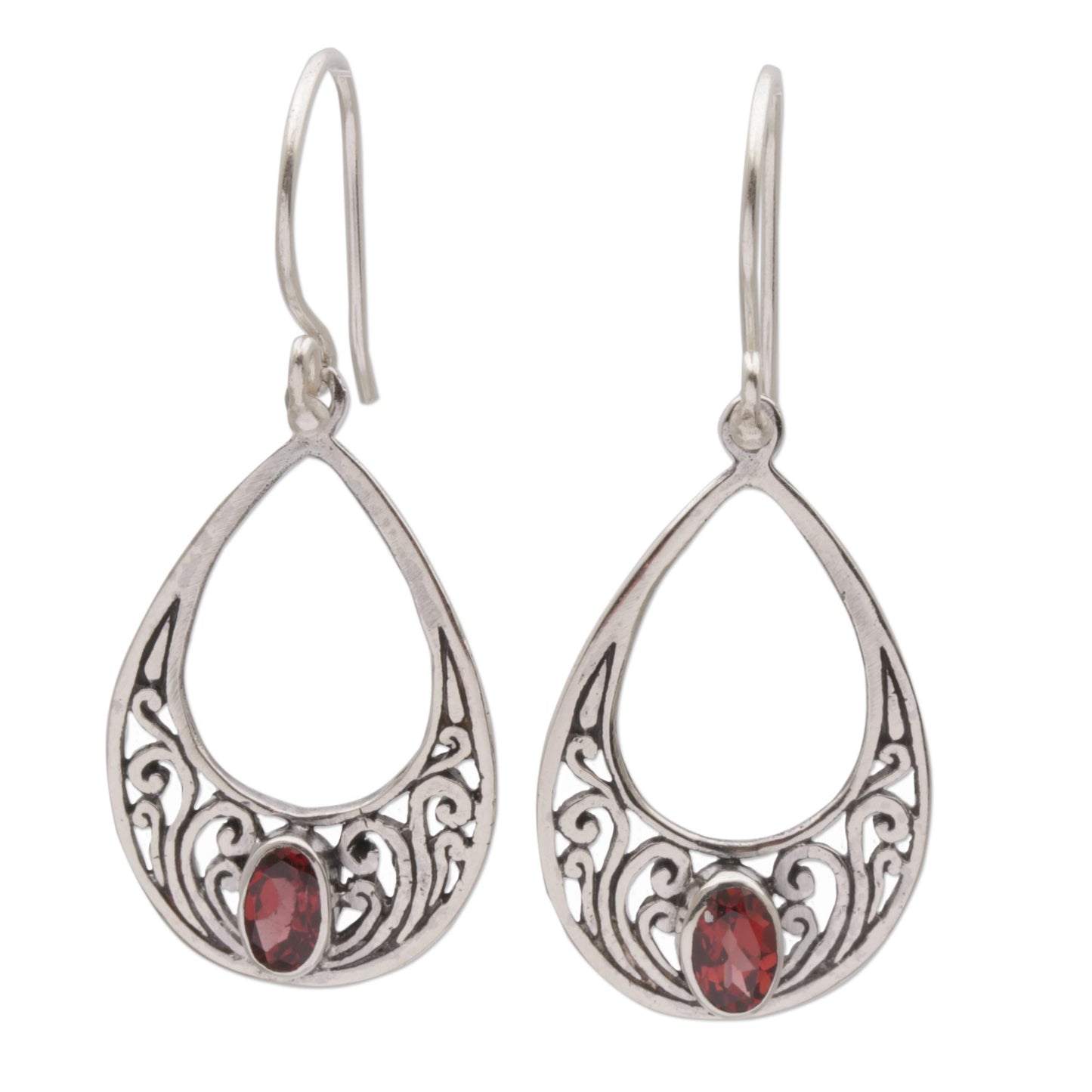 Elegant Tears Garnet & Silver Teardrop Earrings