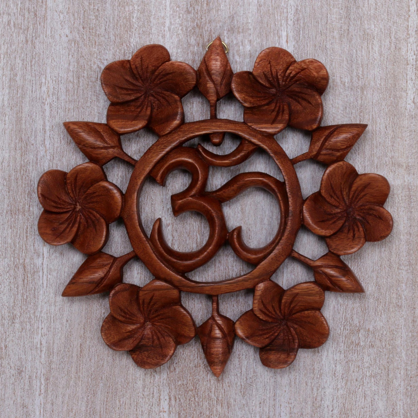 Soul at Peace Hand Carved Suar Wood Wall Relief Panel from Indonesia