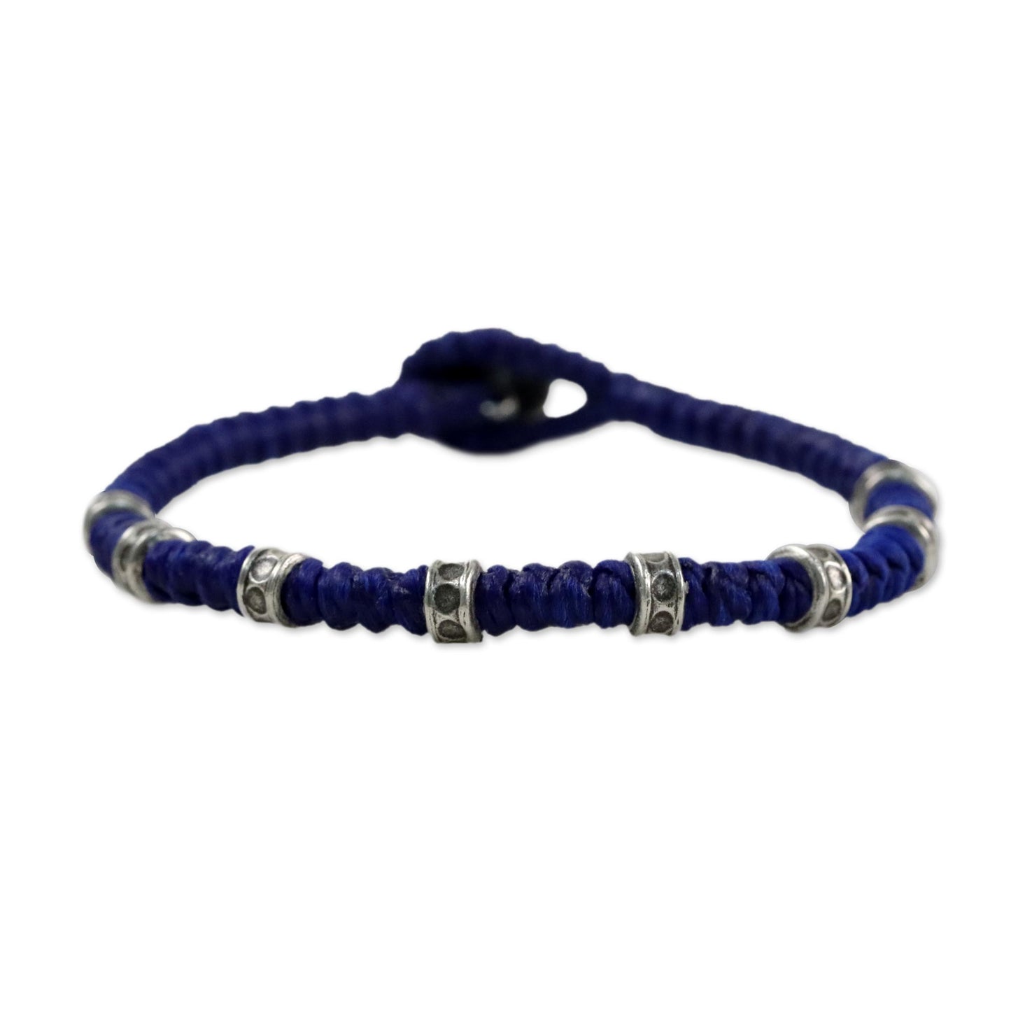 Good Living in Blue Wristband Bracelet with Karen Silver in Blue from Thailand