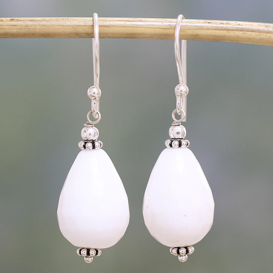 Pure Wonder White Agate & Silver Earrings