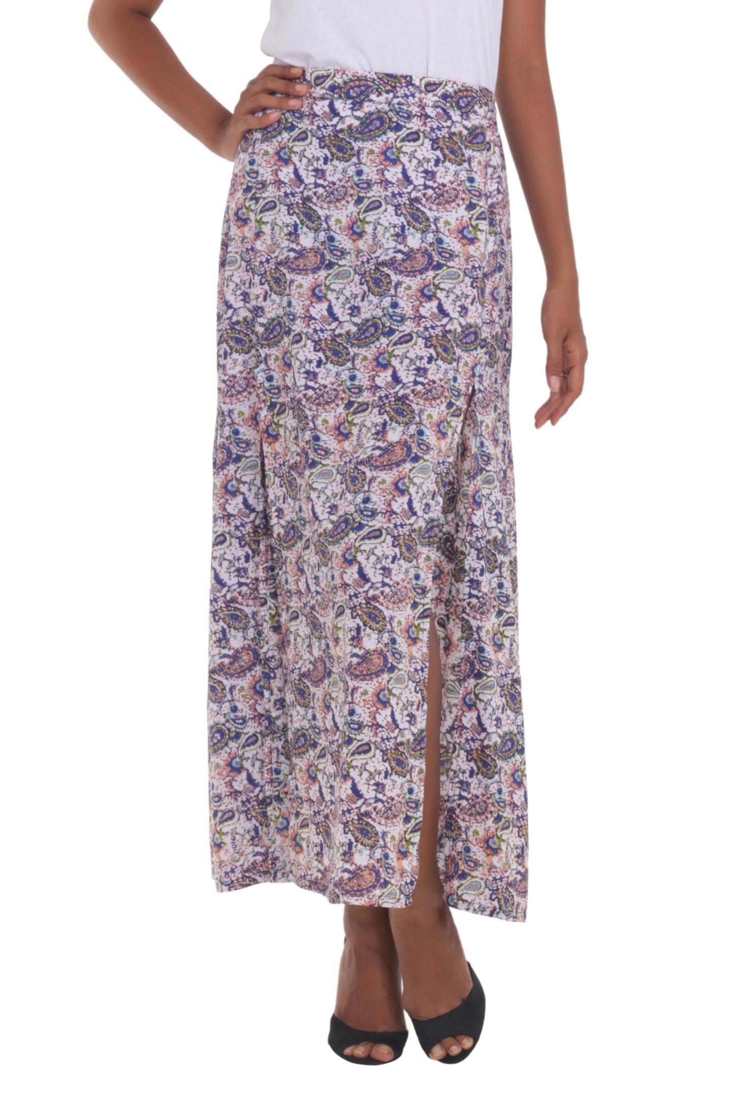 Pretty in Paisley Long Rayon Skirt with Paisley Pattern from Indonesia