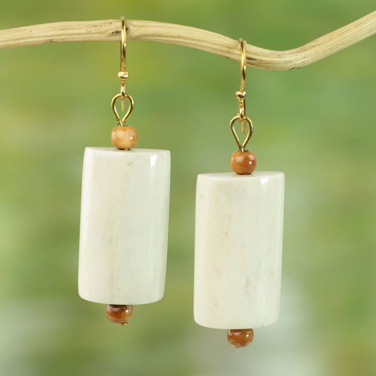 Glowing Path Hand Crafted Cow Bone Dangle Earrings from West Africa