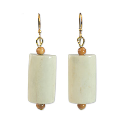 Glowing Path Hand Crafted Cow Bone Dangle Earrings from West Africa