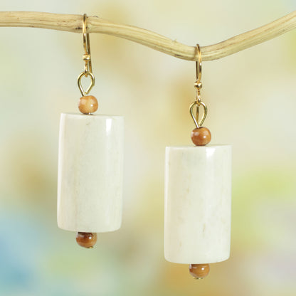 Glowing Path Hand Crafted Cow Bone Dangle Earrings from West Africa