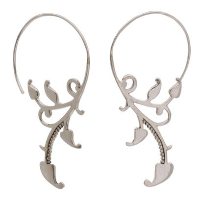 Dotted Vines 925 Sterling Silver Dotted Half-Hoop Earrings from Bali