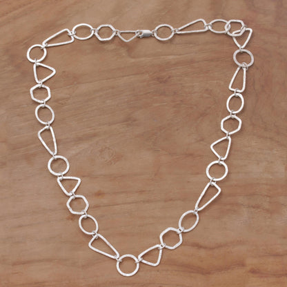 Modern Simplicity Silver Link Necklace