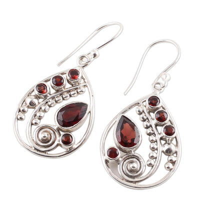 Scarlet Dew Garnet & Silver Dangle Earrings