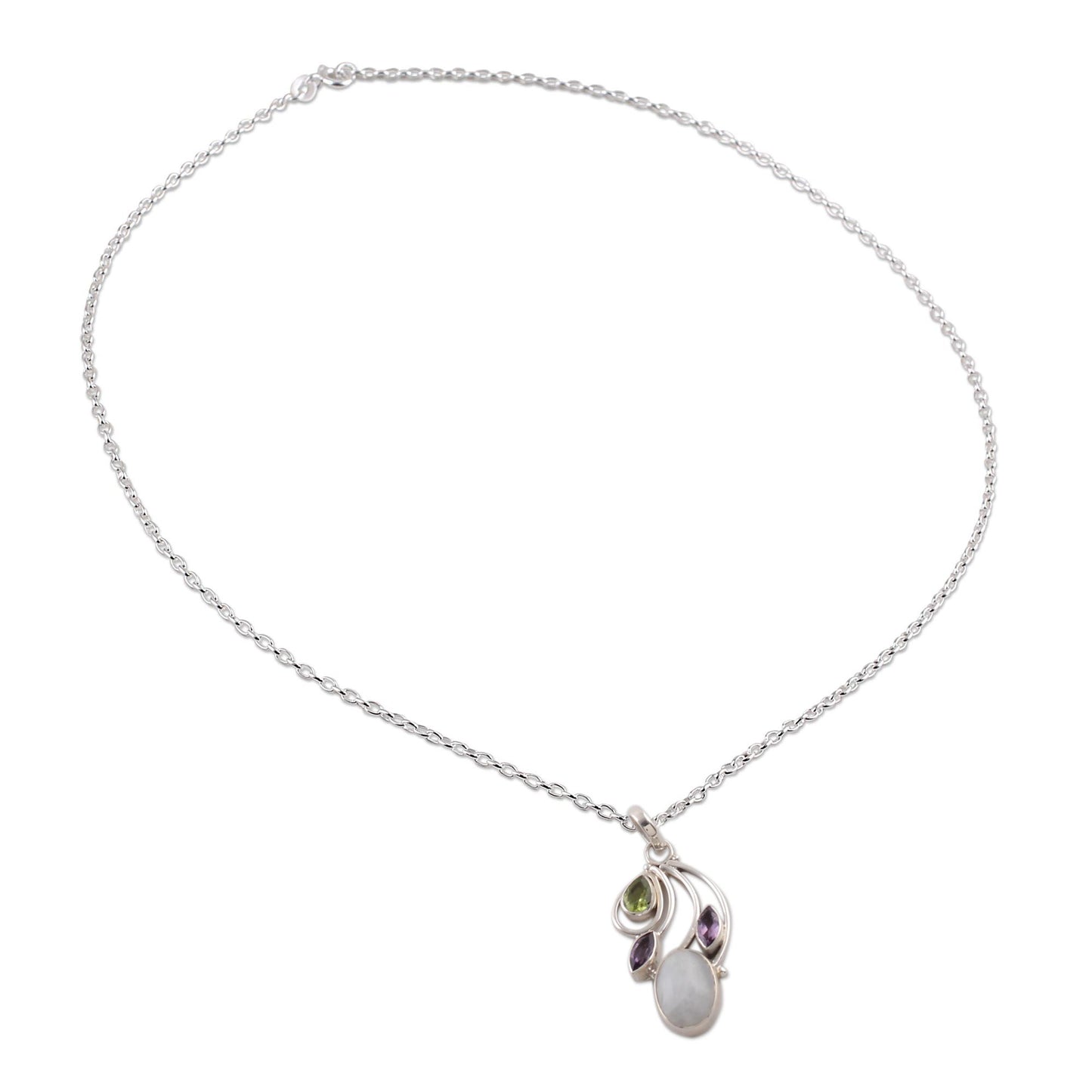 Majestic Harmony Multi-Gem Silver Necklace