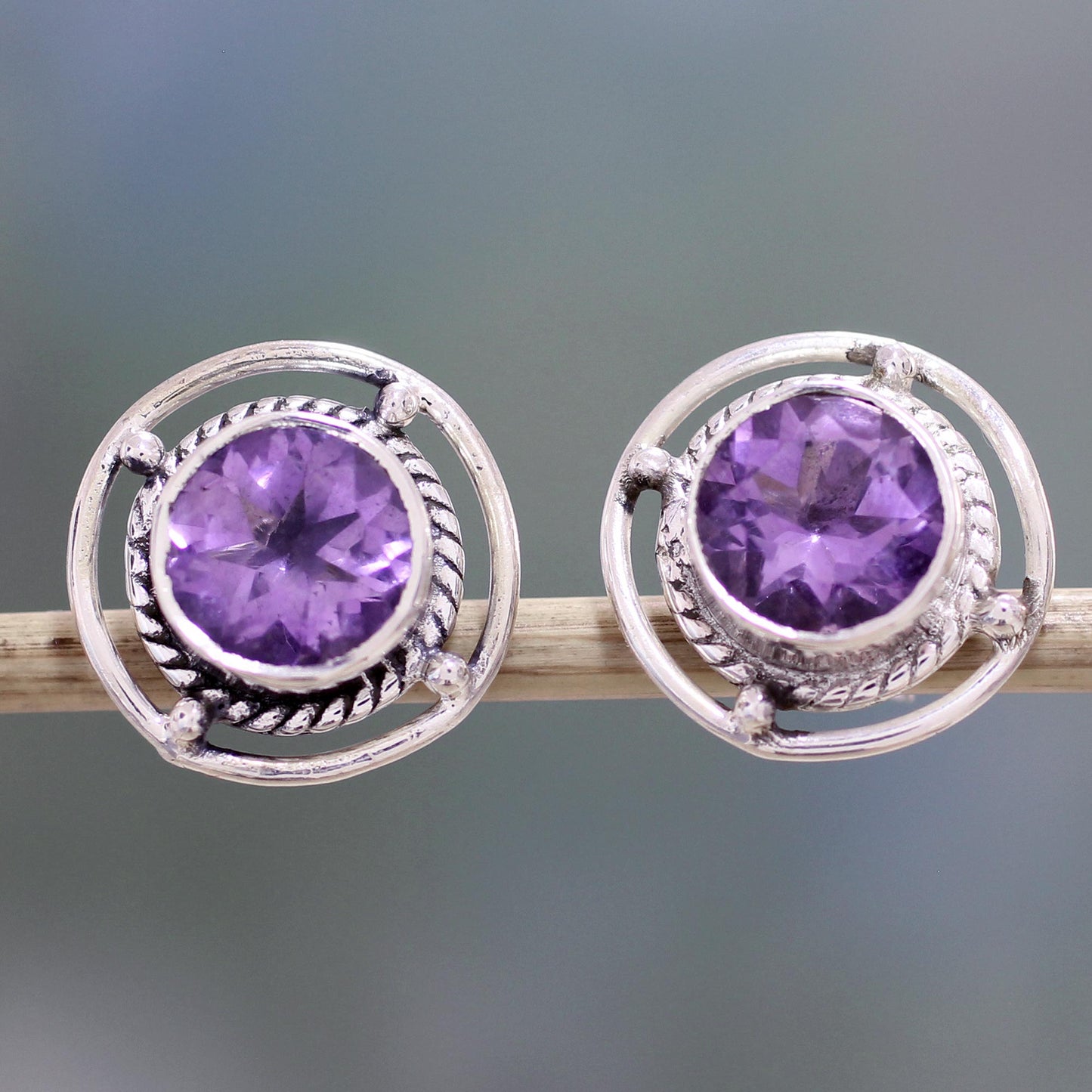 Purple Wheels Amethyst Stud Earrings