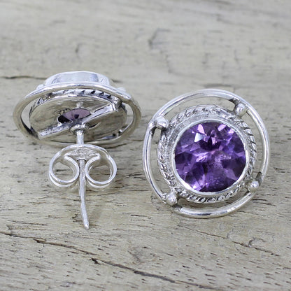 Purple Wheels Amethyst Stud Earrings